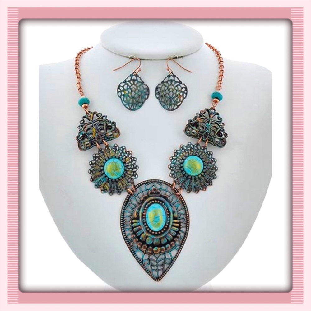 🪴Turquoise Necklace Earring Set